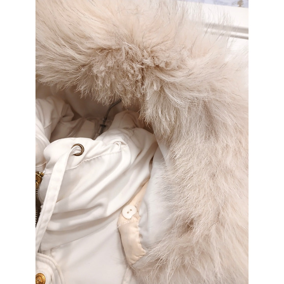 IZZI Rothschild FOX FUR Detachable Hood Parka Jacket Womens Size S Ivory Vintage - Picture 9 of 16